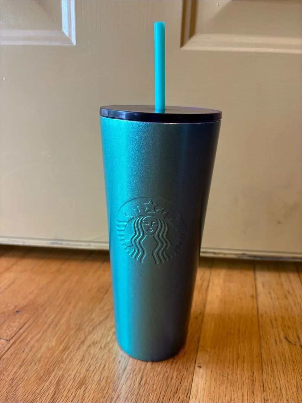 Starbucks Teal Green Ombre Stainless Tumbler with Teal Straw